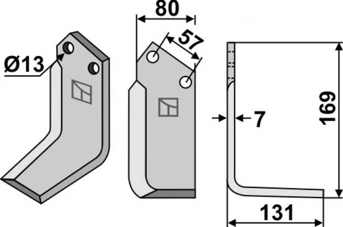 Fräsmesser 169x80mm, rechts
